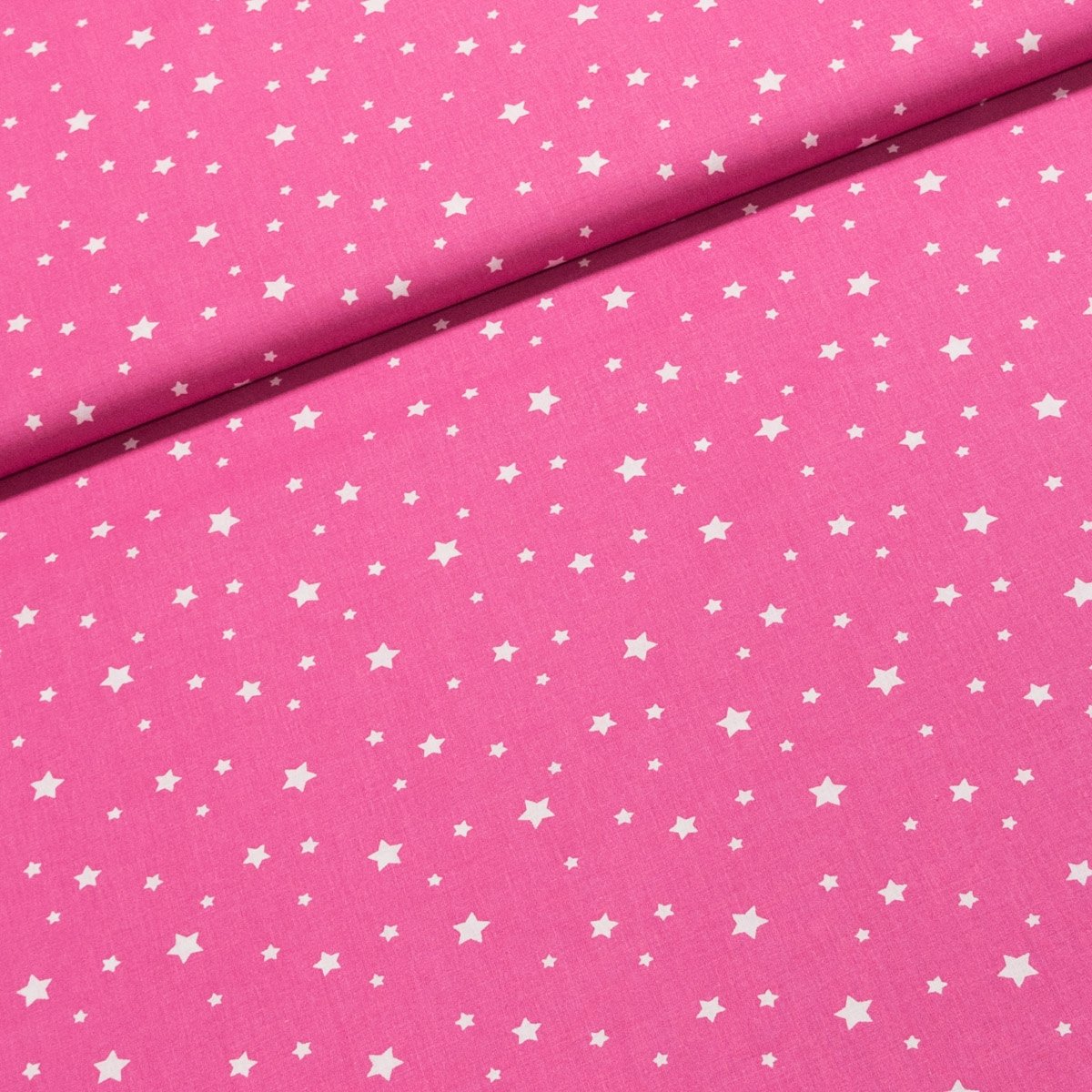 Bavlněné plátno ZETOILE 10B bílé hvězdičky na růžové, š.150cm (látka v metráži)