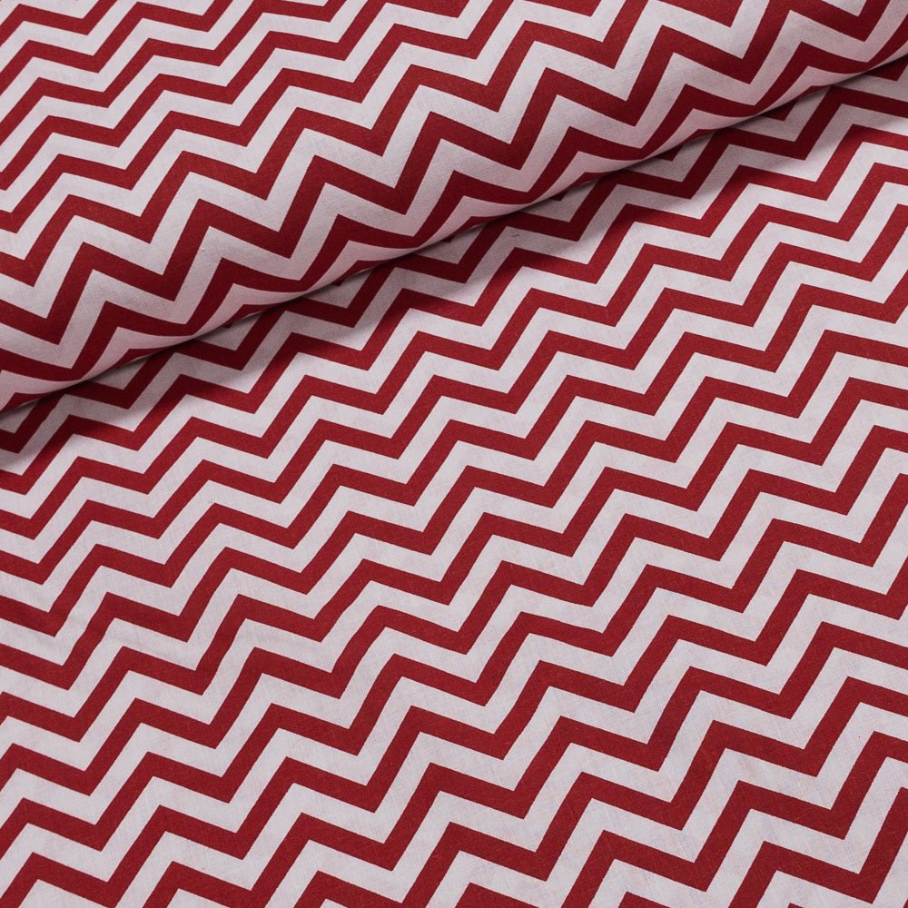 Bavlněné plátno ZIG ZAG červený, š.140cm (látka v metráži)