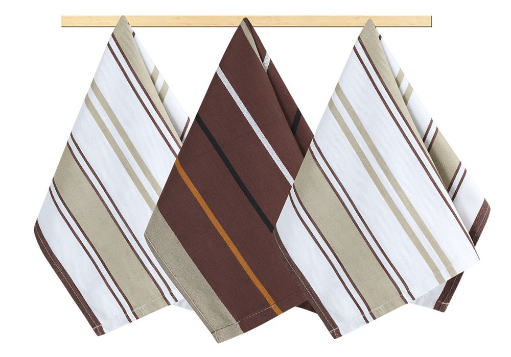 Bellatex kuchyňské utěrky HNĚDOBÉŽOVÝ PROUŽEK, 3 kusy, 50x70cm