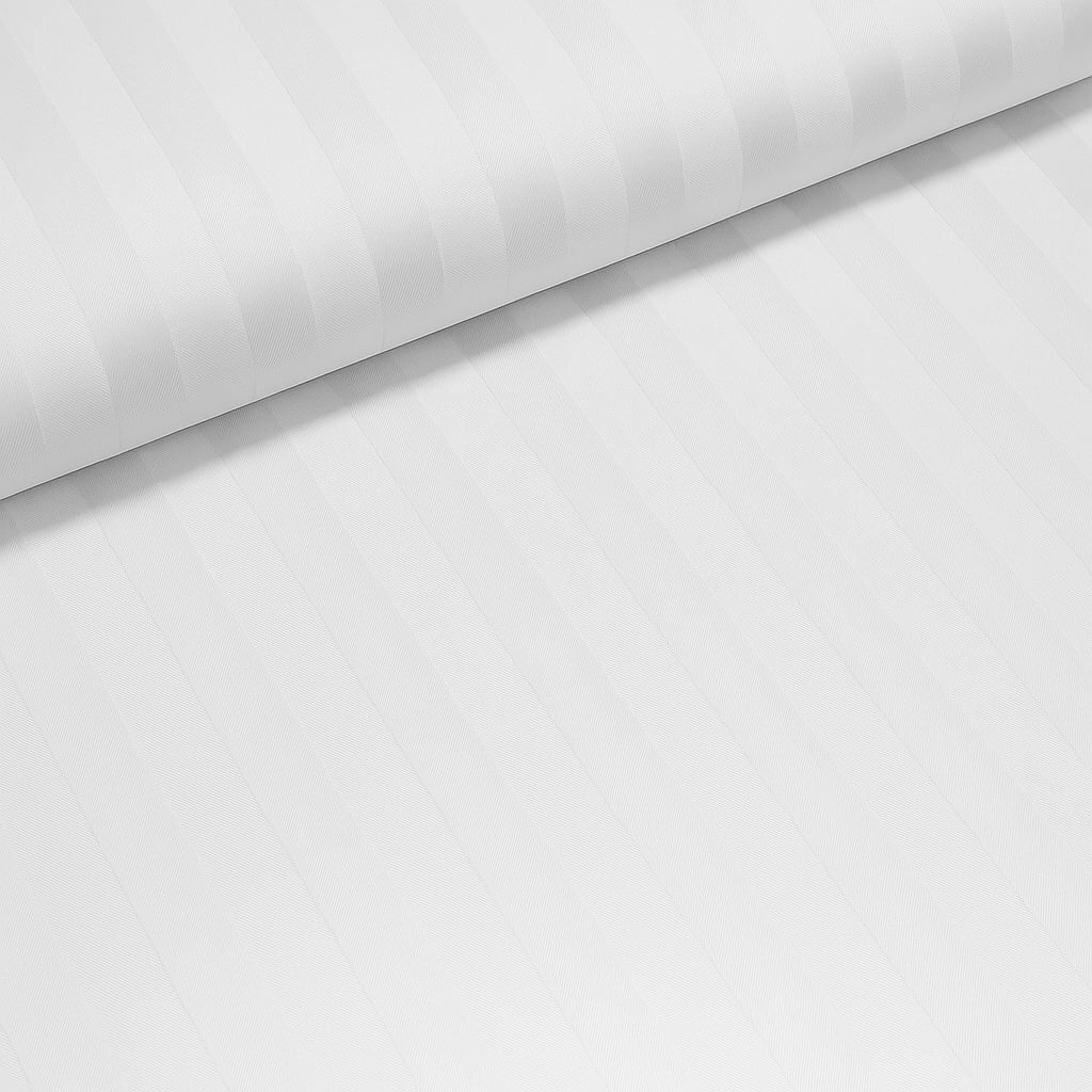 Bavlněný damašek SOLITUDE, 2 cm pruh – bílý, šířka 140 cm (látka v metráži)