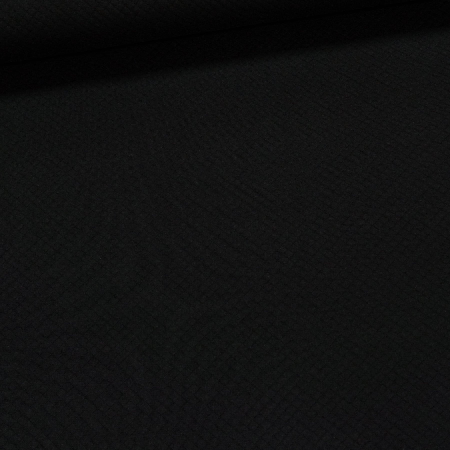 Bavlněný úplet 4878 0069, jednobarevný černý, vytlačená kostička, š.150cm (látka v metráži)