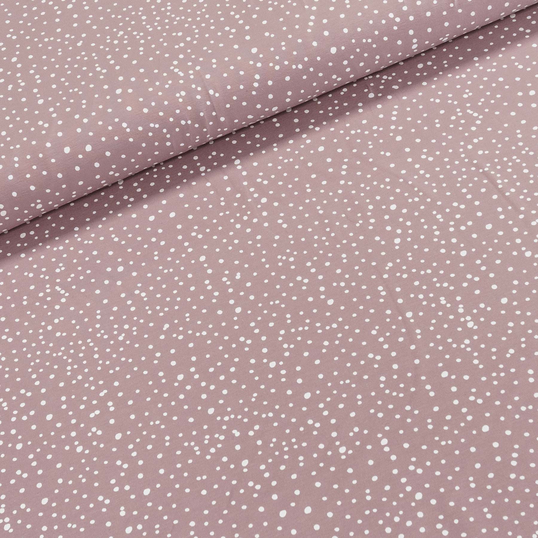 Bavlněný úplet KC1472-012, bílý puntík na starorůžové, š.160cm (látka v metráži)