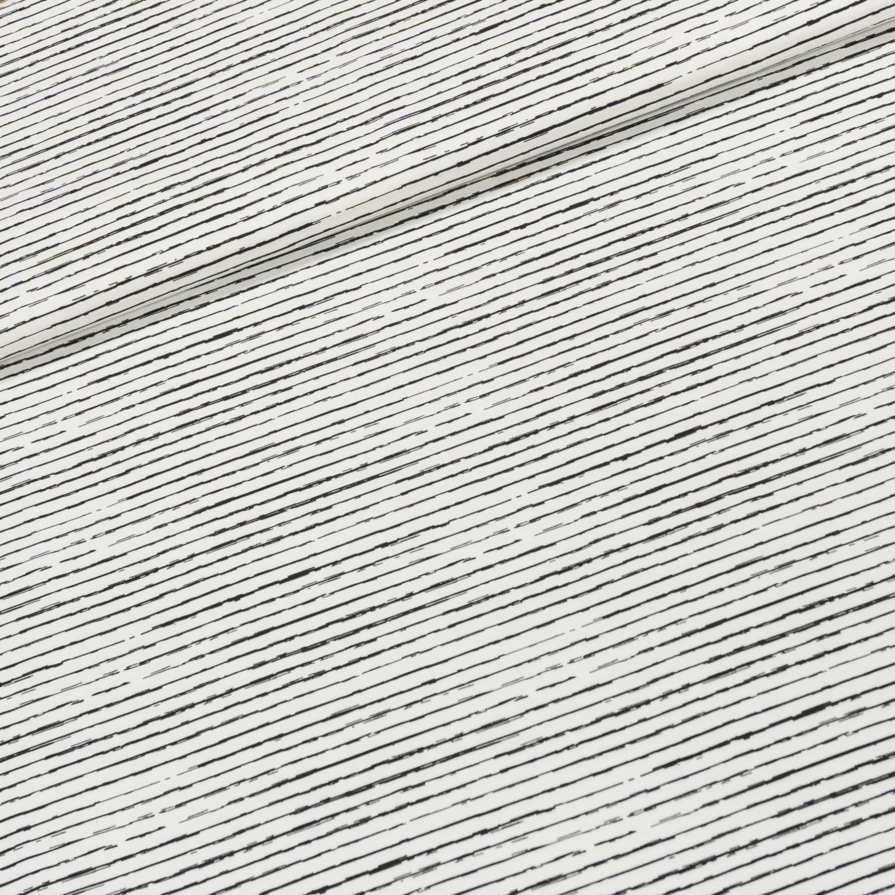 Bavlněný úplet KC1472-351, černý proužek na bílé, š.145cm (látka v metráži)