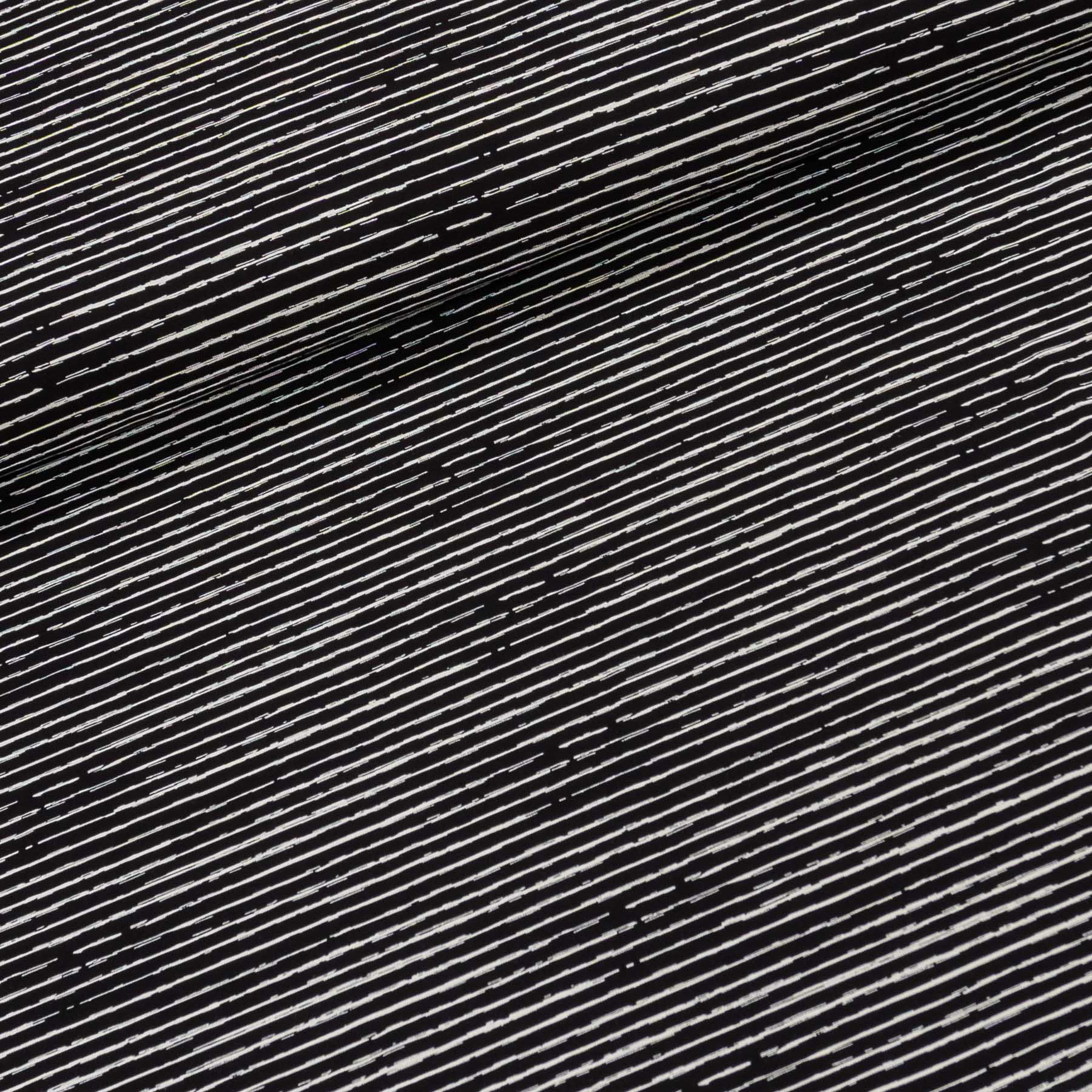 Bavlněný úplet KC1472-369, bílý proužek na černé, š.145cm (látka v metráži)