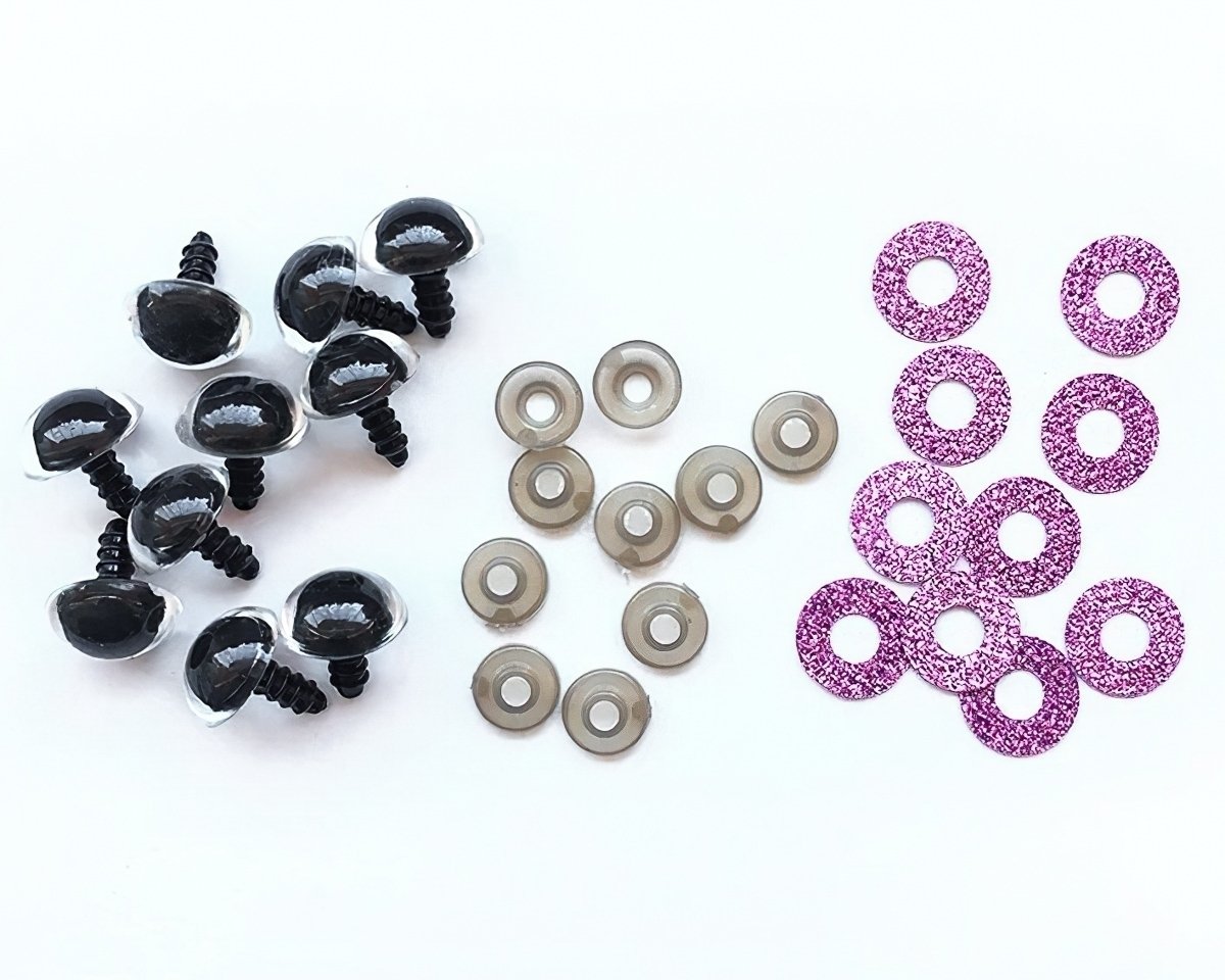 Bezpečnostní oči, růžová lesklá podložka, průměr 16mm