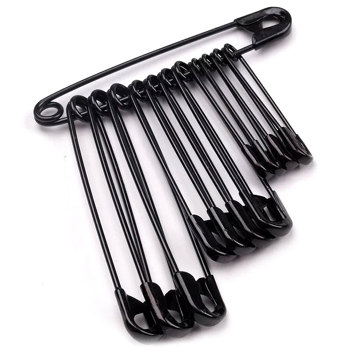 Storex Celokovové spínací špendlíky KOH-I-NOOR 1,2,3, černé, mix velikostí 50mm, 40mm a 32mm, 12 kusů