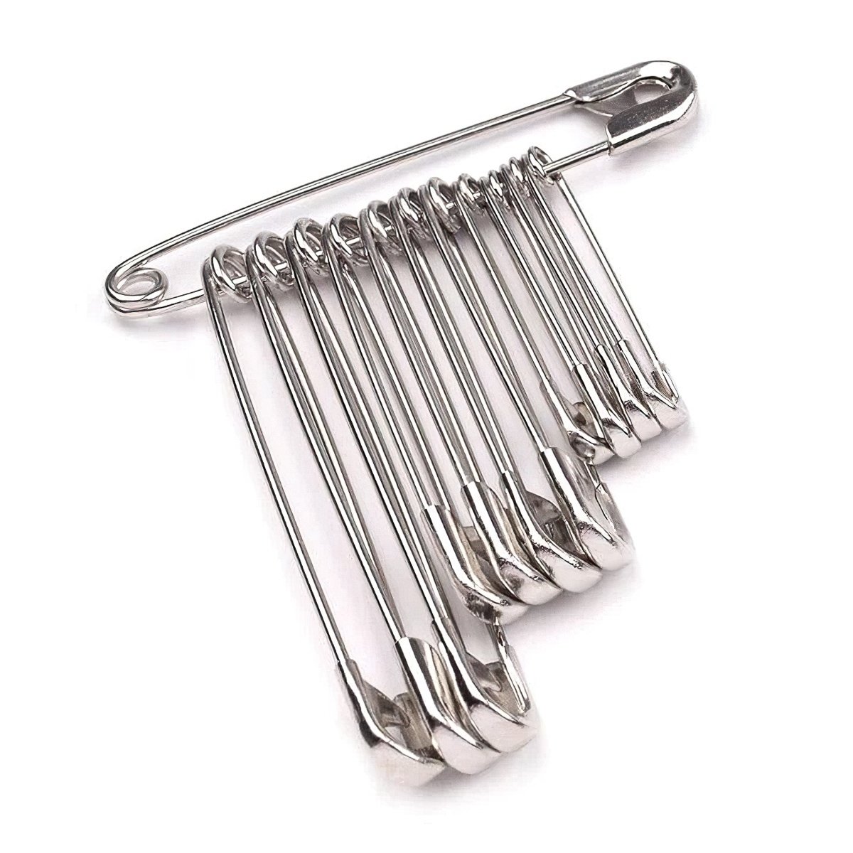 Storex Celokovové spínací špendlíky KOH-I-NOOR 1,2,3, stříbrné, mix velikostí 50mm, 40mm a 32mm, 12 kusů