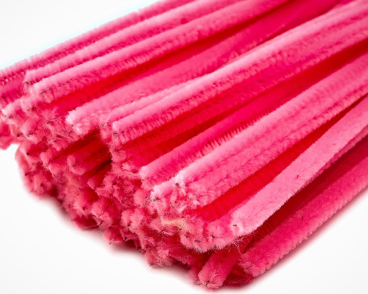 Chlupatý modelovací drát 160281/22, jednobarevná růžová neon, průměr 6mm, délka 30cm, (1 balení, 20 kusů)