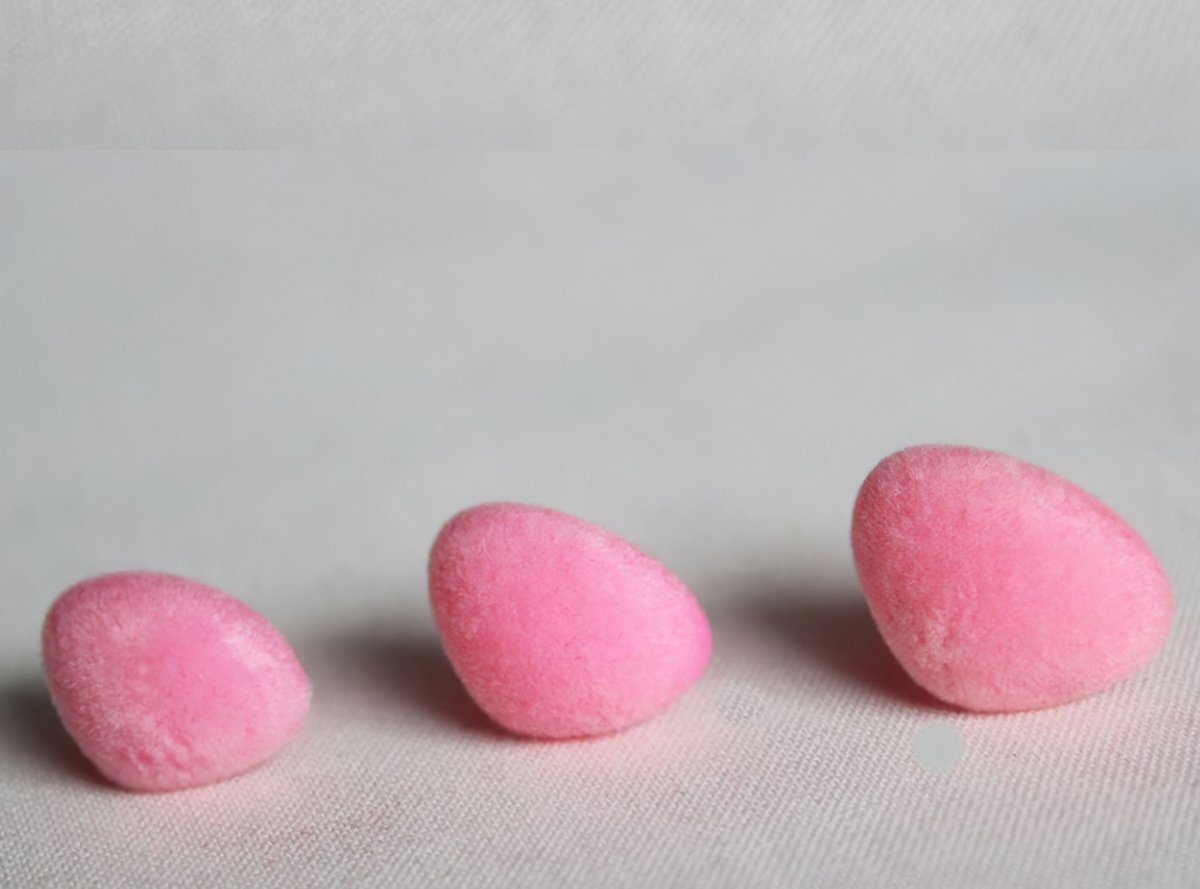 Bezpečnostní nos (čumáček) semišový, jednobarevný růžový, 12x15mm