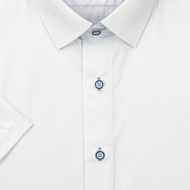Pánská košile AMJ bílá jednobarevná JKSR18/44, krátký rukáv, slim fit