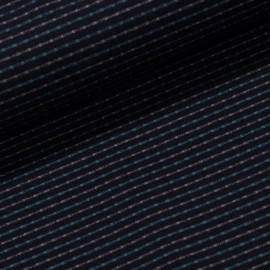 Směsový úplet 4517/02 tyrkysovo-béžový proužek na tmavě modré, š.150cm (látka v metráži)