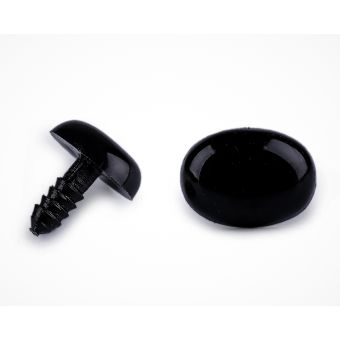 Bezpečnostní oči, čumáček, oválné, jednobarevné černé, průměr 12mm 
