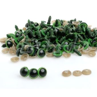Bezpečnostní oči, jednobarevné zelené, průměr 14mm 