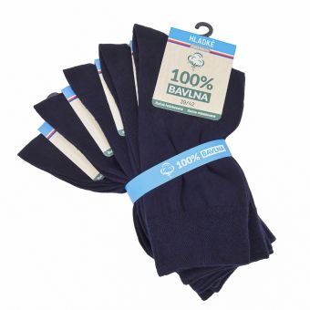 Ponožky zdravotní 91009, navy tmavě modré, klasické, bez gumiček, unisex, 5 párů (více velikostí)