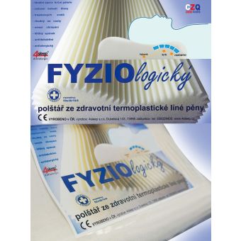 Polštář anatomický FYZIOLOGICKÝ ze zdravotní termoplastické líné pěny, 50x30x10/8cm, se zipem