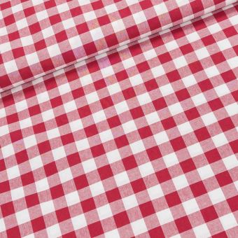 Bavlněný kanafas DELUXE červená kostka 2cm, š.150cm (látka v metráži)