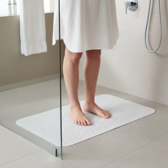 Bezpečnostní protiskluzová koupelnová podložka RAMSI II PVC, bílá, 35x72cm