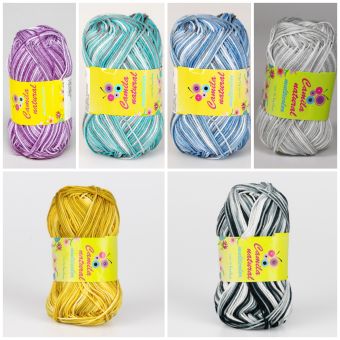 Pletací / háčkovací příze Storex CAMILA NATURAL MULTICOLOR melírovaná, 50g/125m