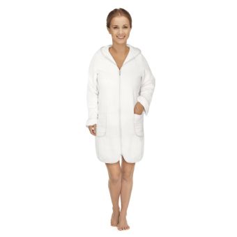 Župan FROTÉ NA ZIP 4847/001 bílý, bavlněné froté, 330 g/m², dámský (více velikostí)