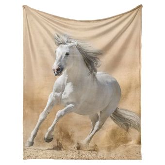 Dětská deka z mikrovlákna (coral fleece) KŮŇ BĚLOUŠ, béžová, 150x200cm