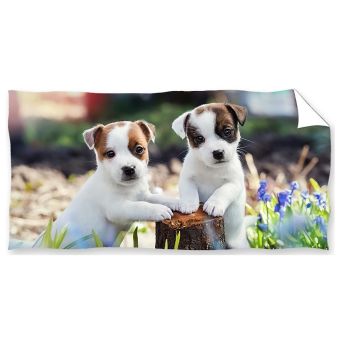 Dětská plážová osuška BRÁŠKOVÉ JACK RUSSEL TERIÉR, zelená, froté, 70x140cm