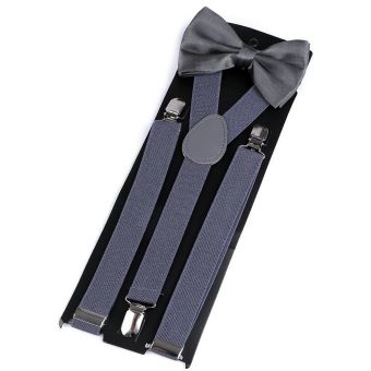 Dětská společenská chlapecká sada, motýlek a šle 650360/05, šedomodrá