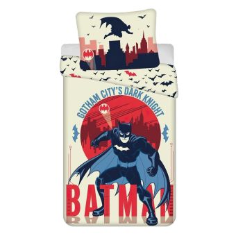 Dětské povlečení BATMAN GOTHAM´S KNIGHT, červené, bavlna hladká, 140x200cm + 70x90cm 