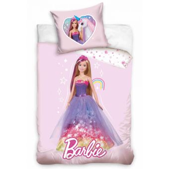 Dětské povlečení do postýlky BARBIE PRINCEZNA, růžové, bavlna hladká, 100x135cm + 40x60cm 