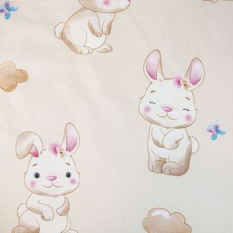 Dětské povlečení do postýlky BUNNY STAR BABY, béžové, bavlna hladká, 100x135cm + 40x60cm