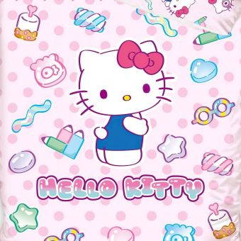 Dětské povlečení do postýlky HELLO KITTY SLADKÉ SNĚNÍ, růžové, bavlna hladká, 100x135cm + 40x60cm 