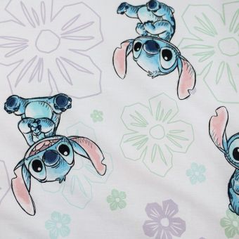 Dětské povlečení do postýlky LILO AND STITCH OHANA WHITE BABY, bílé, bavlna hladká, 100x135cm + 40x60cm