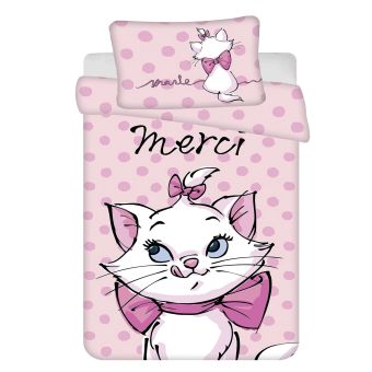Dětské povlečení do postýlky MARIE CAT MERCI BABY, růžová kočička, bavlna hladká, 100x135cm + 40x60cm