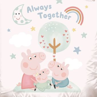 Dětské povlečení do postýlky PRASÁTKO PEPPA NAVŽDY SPOLU, růžové, bavlna hladká, 100x135cm + 40x60cm 