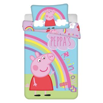 Dětské povlečení do postýlky PRASÁTKO PEPPA PIG 016 BABY, modro-fialové, bavlna hladká, 100x135cm + 40x60cm 