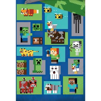 Dětské povlečení MINECRAFT FIGURE, modro-zelené, bavlna hladká, 140x200cm + 70x90cm 
