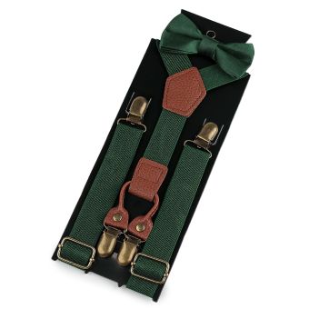 Dětská sada šle + motýlek, délka šlí 65cm, šíře 2,5cm, tvar Y, 650399/03 zelená