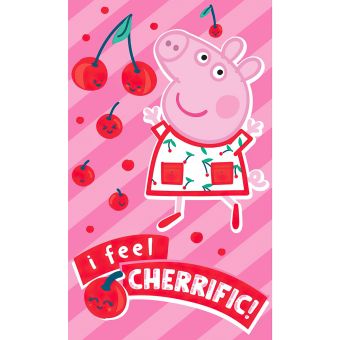 Dětský froté ručník PRASÁTKO PEPINA (PEPPA) JAKO TŘEŠNIČKA, sytě růžový, 30x50cm