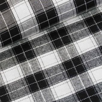 Flanel tkaný / barchet, oboustranný 38, černo-bílé káro, š.150cm (látka v metráži)
