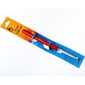 Háček na háčkování PONY, hliník / teflon s plastovou ručkou 46606, velikost 4,5mm, délka 14cm