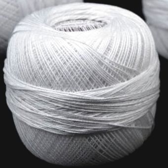 Háčkovací / paličkovací příze KORDONET 30 bílá, jednobarevná, 20g/167m