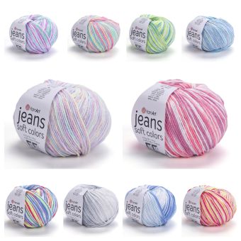 Pletací / háčkovací příze YarnArt JEANS SOFT COLORS melírovaná, 50g/160m