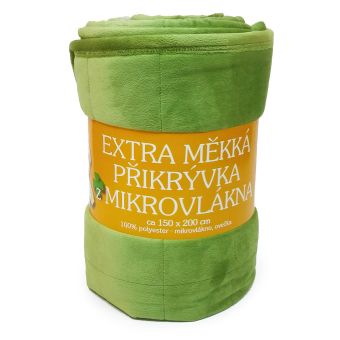 Deka z mikrovlákna OVEČKA Sleep well prošev jednobarevná kiwi, 150x200cm
