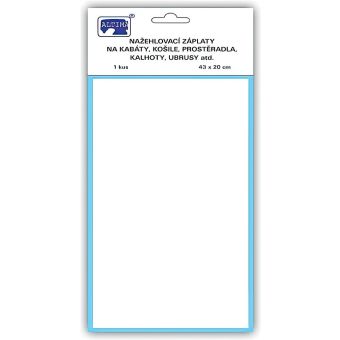 Klasická nažehlovací záplata, textilní bavlněná s nánosem polyetylenu 731-01, bílá, 43x20cm