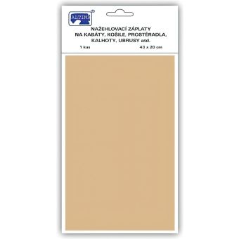 Klasická nažehlovací záplata, textilní bavlněná s nánosem polyetylenu 731-06, režná, 43x20cm