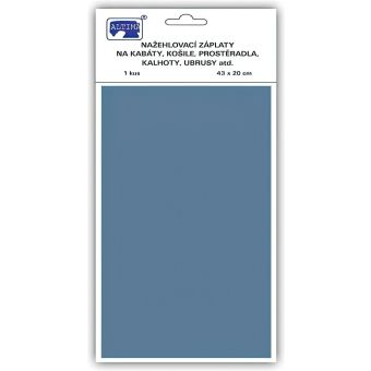 Klasická nažehlovací záplata, textilní bavlněná s nánosem polyetylenu 731-50, světle modrá, 43x20cm