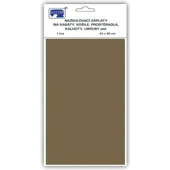 Klasická nažehlovací záplata, textilní bavlněná s nánosem polyetylenu 731-79, khaki, 43x20cm