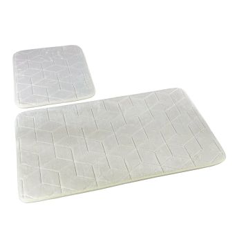 Koupelnová souprava mikrovlákno SUMBA, geometrický vzor, smetanová, 75x45cm (předložka) + 45x35cm (na WC)