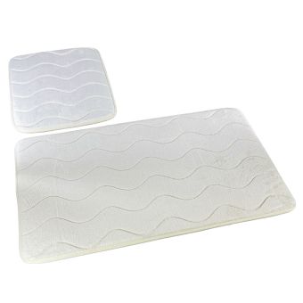 Koupelnová souprava mikrovlákno SUMBA, vlnka, smetanová, 75x45cm (předložka) + 45x35cm (na WC)