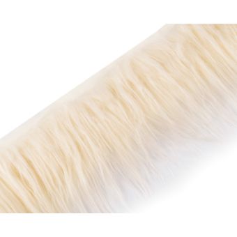 Kožešina / vousy dekorační 870867/2 krémová, délka chlupů 10cm, šíře 13cm ( v metráži)