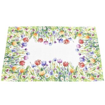 Kuchyňský ubrus / prostírání CYHA7548 TISK, tulipány, zelená 30x45cm (obdélník) 